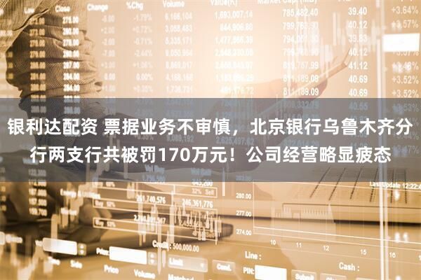 银利达配资 票据业务不审慎，北京银行乌鲁木齐分行两支行共被罚170万元！公司经营略显疲态